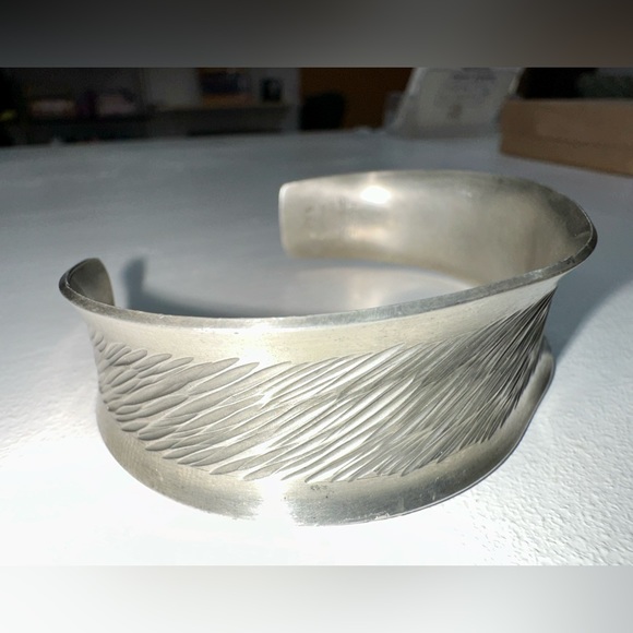 Vintage Designer Jorgen Jensen Pewter Denmark Cuff Bangle Bracelet - Picture 9 of 13